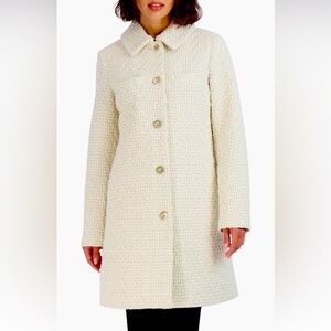 BNWT Laundry by Shelli Segal cream wool coat with pockets & gold buttons size L